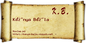 Kánya Béla névjegykártya