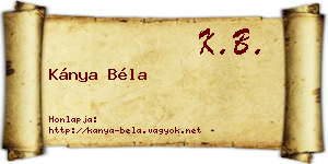 Kánya Béla névjegykártya